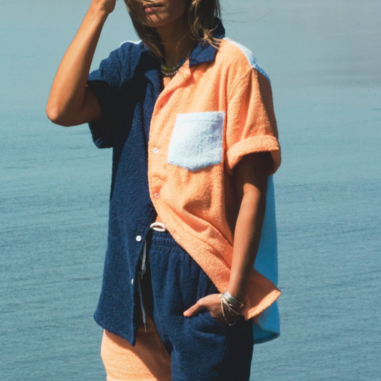 Bondi Terry Cloth Resort Shirt - Red Collar