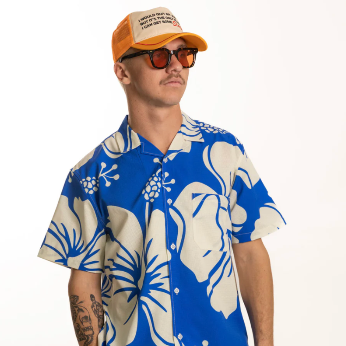 Paradise Leisure Stretch Buttonup Blue